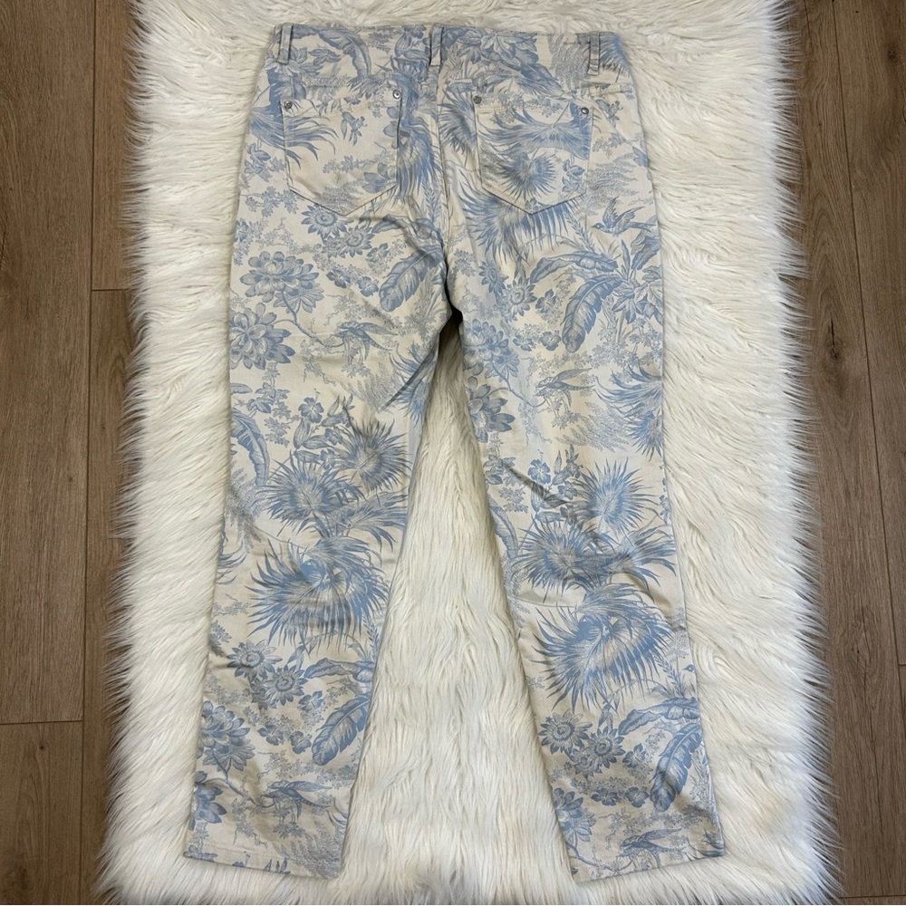 J. Jill Blue Tropical Floral Blue White Women's Authentic Slim Ankle Jeans 14 - Picture 4 of 7
